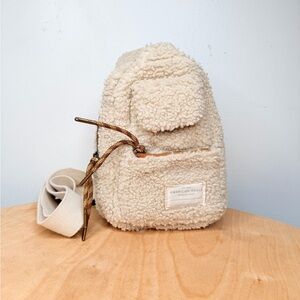 American Eagle Cream Sherpa Sling Crossbody Bag Adjustable Strap
